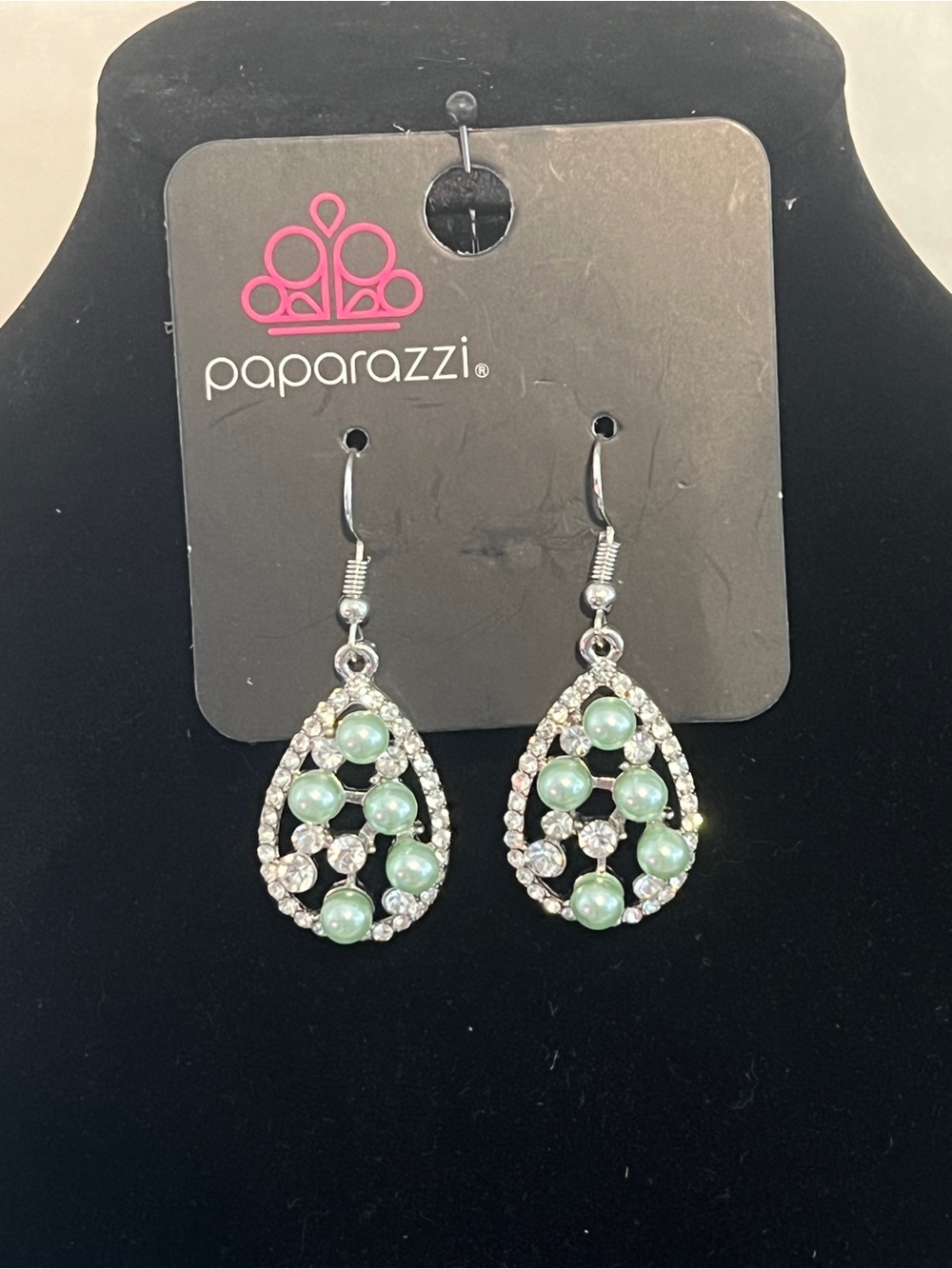 Paparazzi Aqua Pearl Teardrop Dangle Earrings - Silver